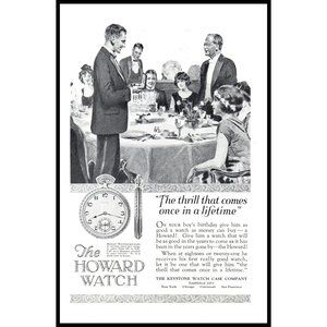 1924 Howard Watch Pocketwatch Vintage Print Ad Graduation Gift Formal Wall Art